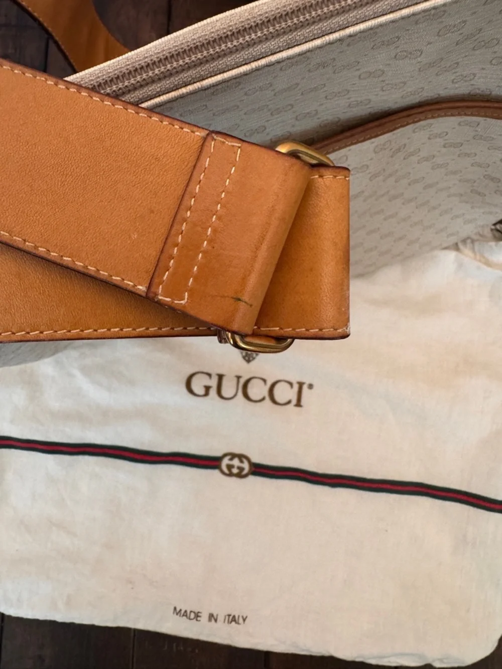 VTG Gucci Micro GG Crossbody Bag Tan Canvas Leather Italy Auth Rare - Picture 16 of 16